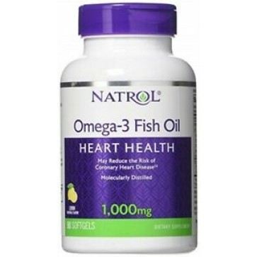 Omega 3 Fish Oil Heart Health, 1,000 mg, Lemon Softgels, 90ct Natrol Natrol