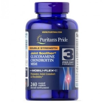 Double Strength Glucosamine. Chondroitin & MSM Joint Soother® 240 capsulas VAL. 5/2021 PURITAN Puritan
