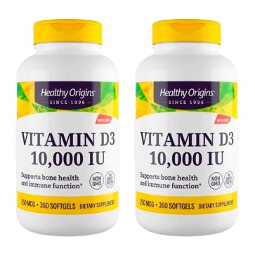 2 Vitamina D3 10.000 IU (360 softgels) - Healthy Origins